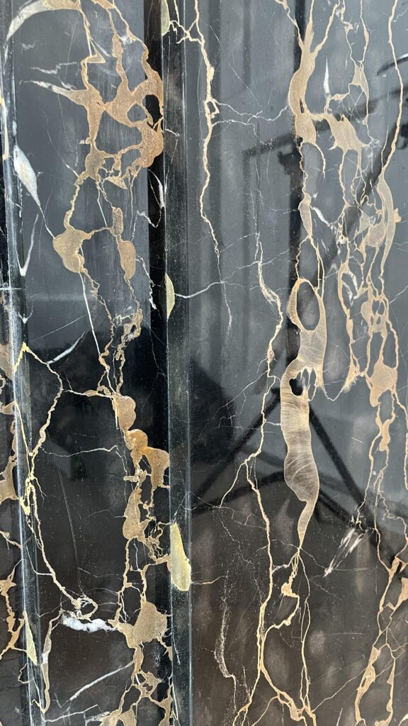 Special Art Deco Circulation Fireplace  Exclusive Portoro Marble