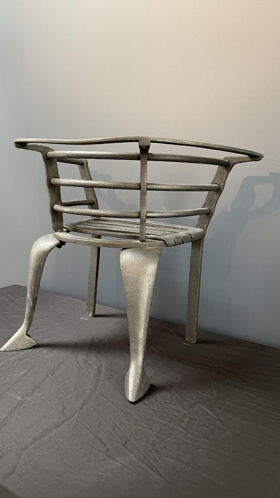 Modernist Forged Cast-Iron Fire Basket — detail 1