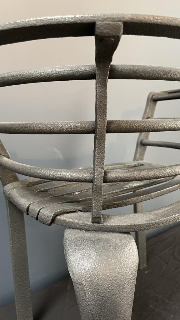 Modernist Forged Cast-Iron Fire Basket