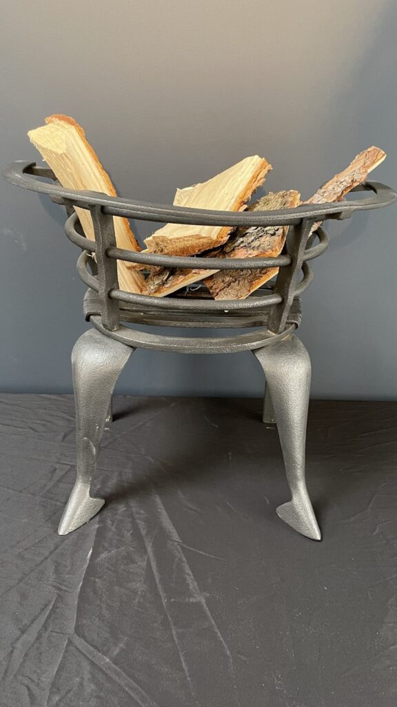Modernist Forged Cast-Iron Fire Basket