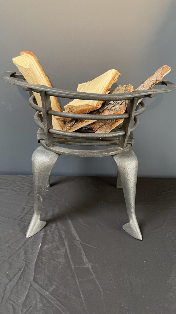 Modernist Forged Cast-Iron Fire Basket