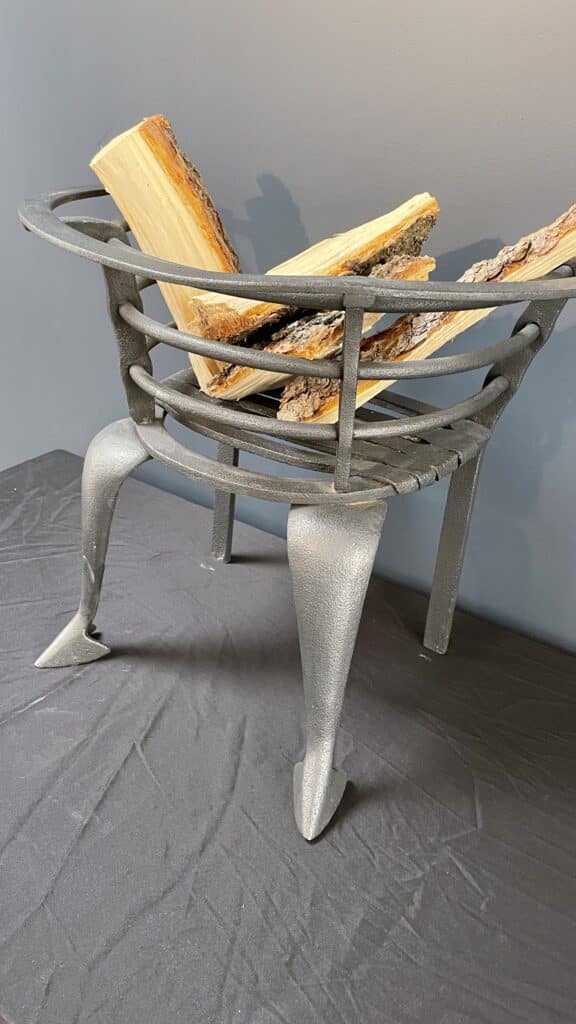 Modernist Forged Cast-Iron Fire Basket