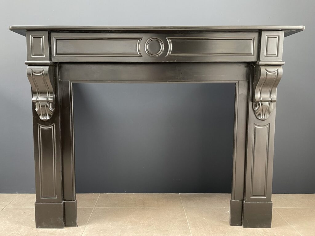 Antique Black Marble Circular Fireplace