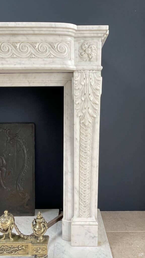 Beautiful Luxury French Antique Front Fireplace Carrara Marmer