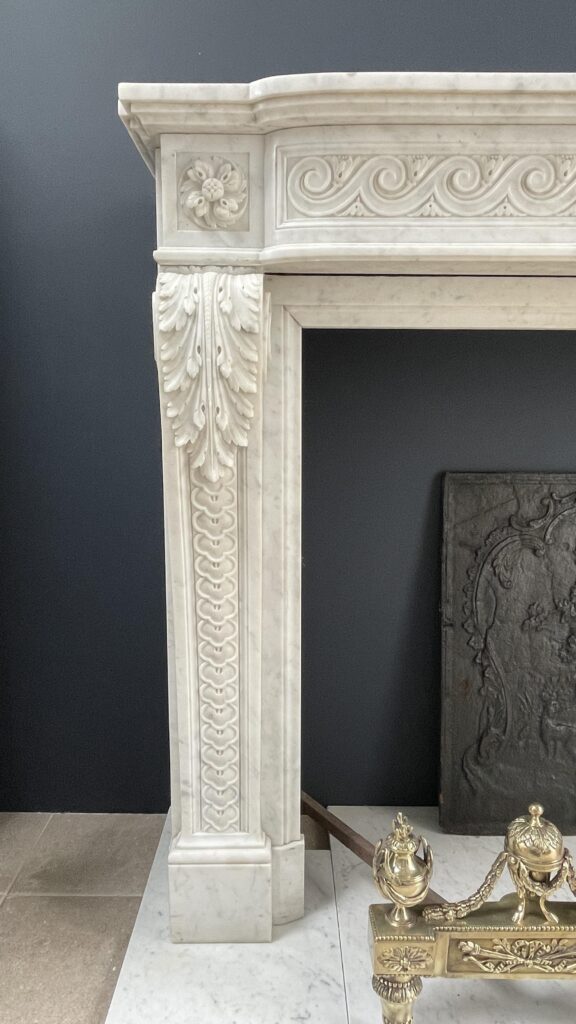 Beautiful Luxury French Antique Front Fireplace Carrara Marmer