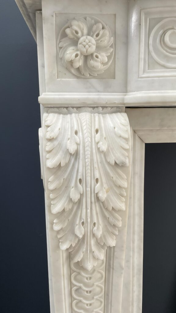 Beautiful Luxury French Antique Front Fireplace Carrara Marmer