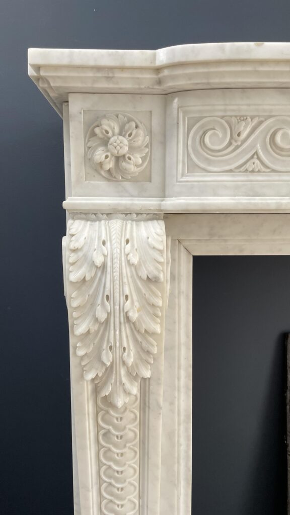 Beautiful Luxury French Antique Front Fireplace Carrara Marmer