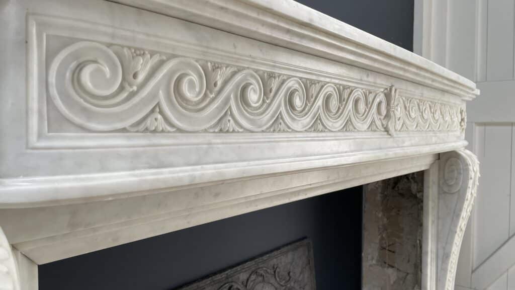 Beautiful Luxury French Antique Front Fireplace Carrara Marmer