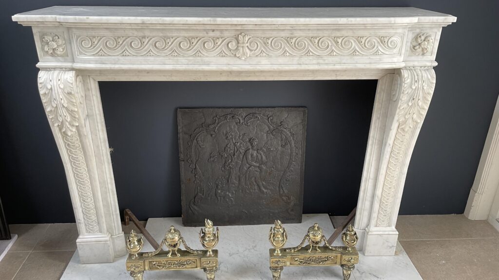 Beautiful Luxury French Antique Front Fireplace Carrara Marmer