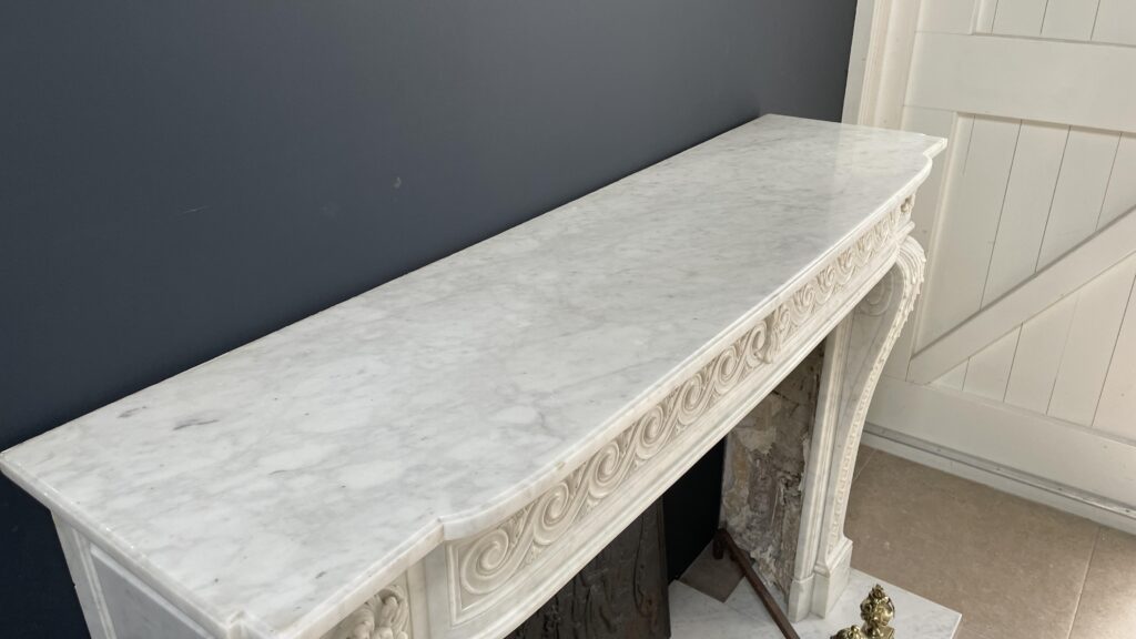 Beautiful Luxury French Antique Front Fireplace Carrara Marmer