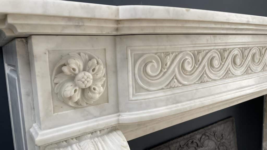 Beautiful Luxury French Antique Front Fireplace Carrara Marmer