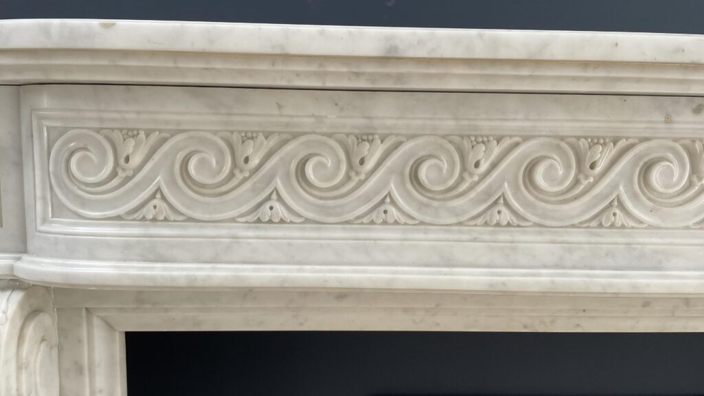 Beautiful Luxury French Antique Front Fireplace Carrara Marmer