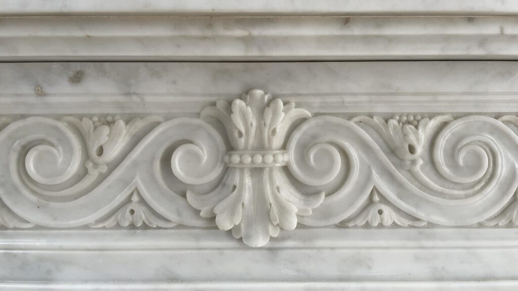 Beautiful Luxury French Antique Front Fireplace Carrara Marmer