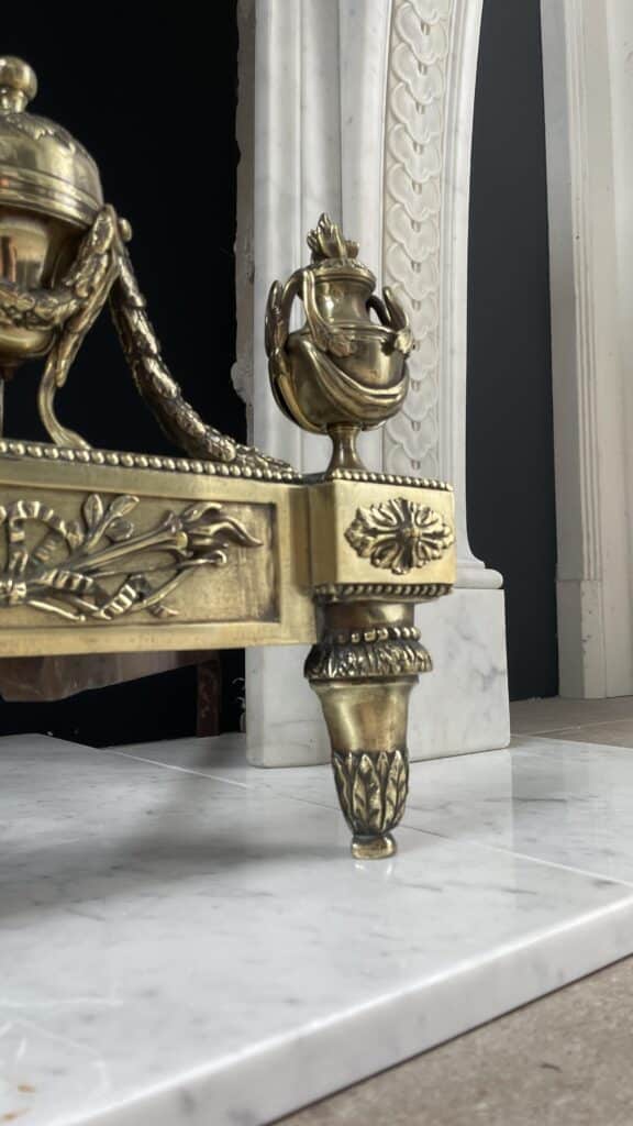 Beautiful Luxury French Antique Front Fireplace Carrara Marmer