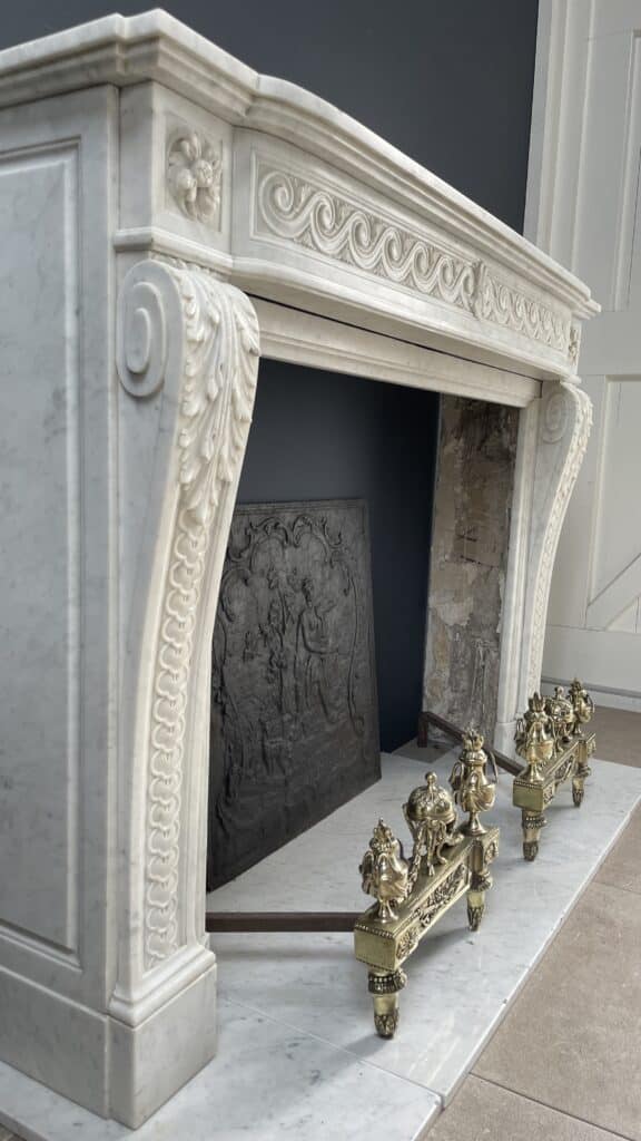 Beautiful Luxury French Antique Front Fireplace Carrara Marmer