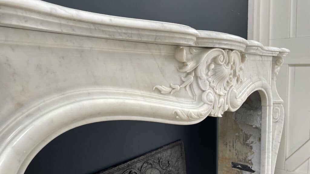 Franse Luxe Antieke Carrara Marmer Half Omloop Schouw