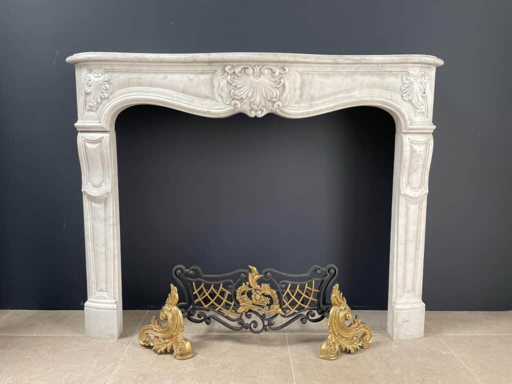 Special French Antique Carrara Marble Front Fireplace