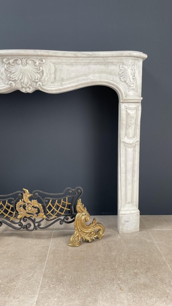 Special French Antique Carrara Marble Front Fireplace