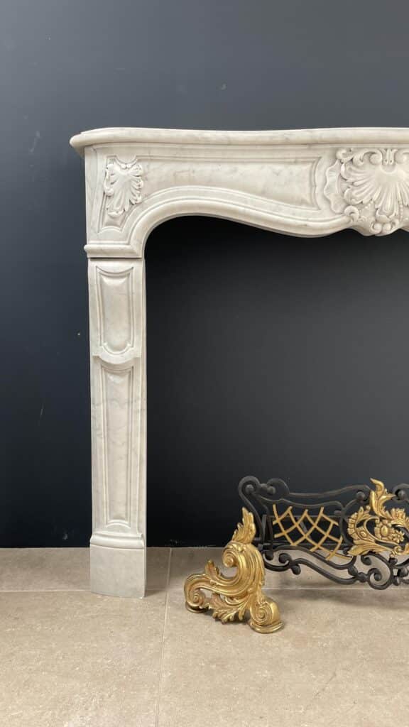 Special French Antique Carrara Marble Front Fireplace