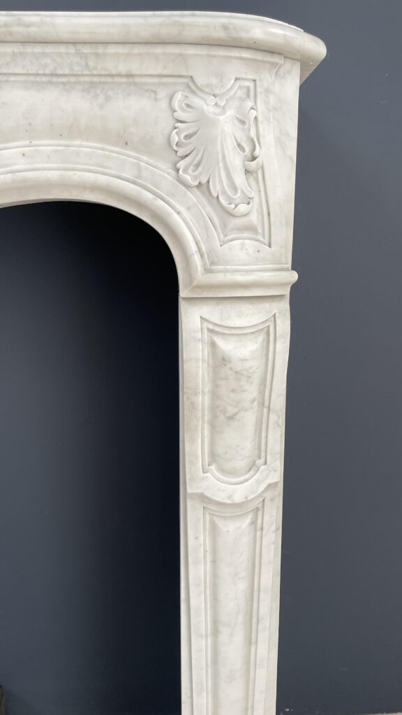 Special French Antique Carrara Marble Front Fireplace