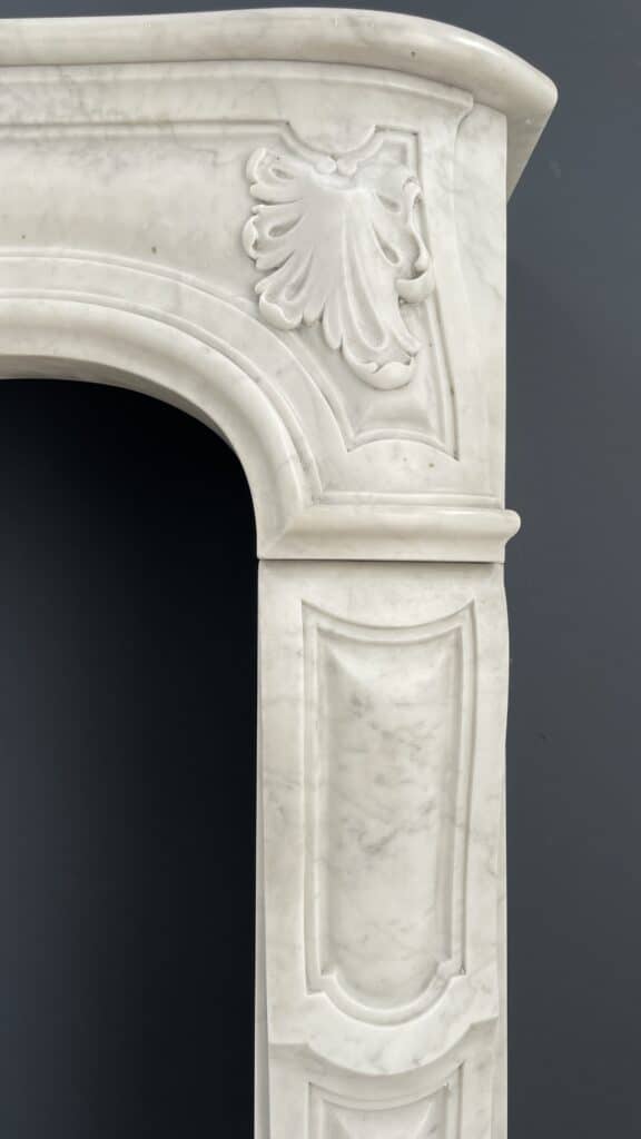 Special French Antique Carrara Marble Front Fireplace