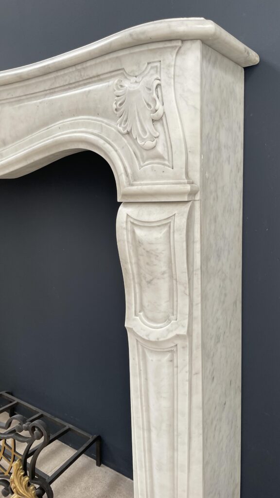 Special French Antique Carrara Marble Front Fireplace