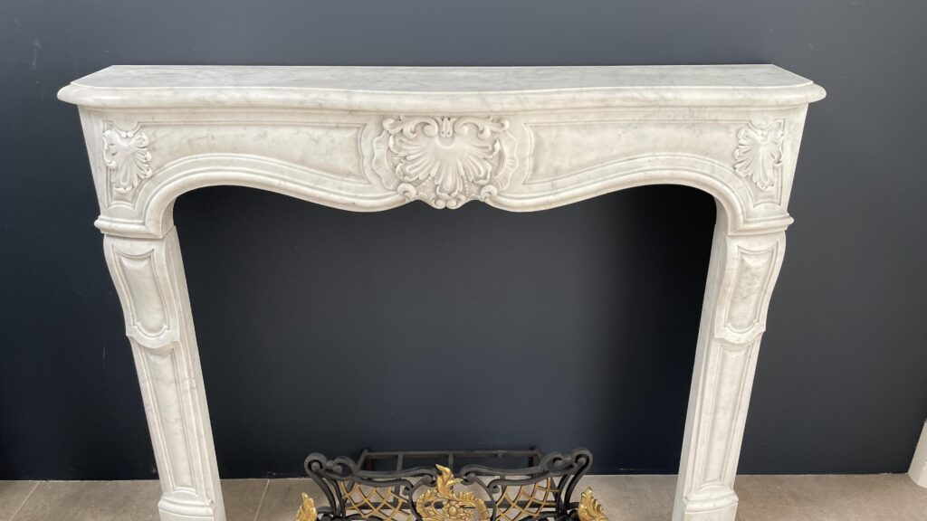 Special French Antique Carrara Marble Front Fireplace