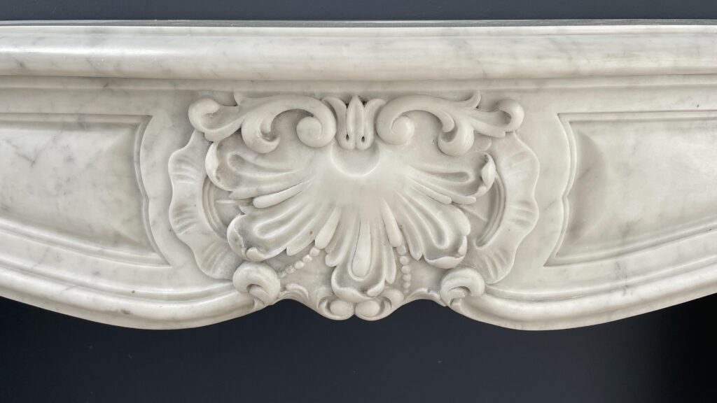 Special French Antique Carrara Marble Front Fireplace