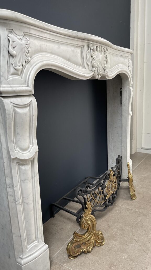 Special French Antique Carrara Marble Front Fireplace