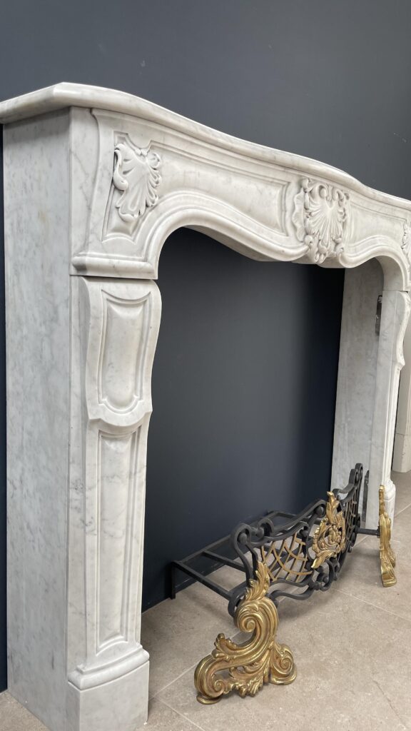 Special French Antique Carrara Marble Front Fireplace