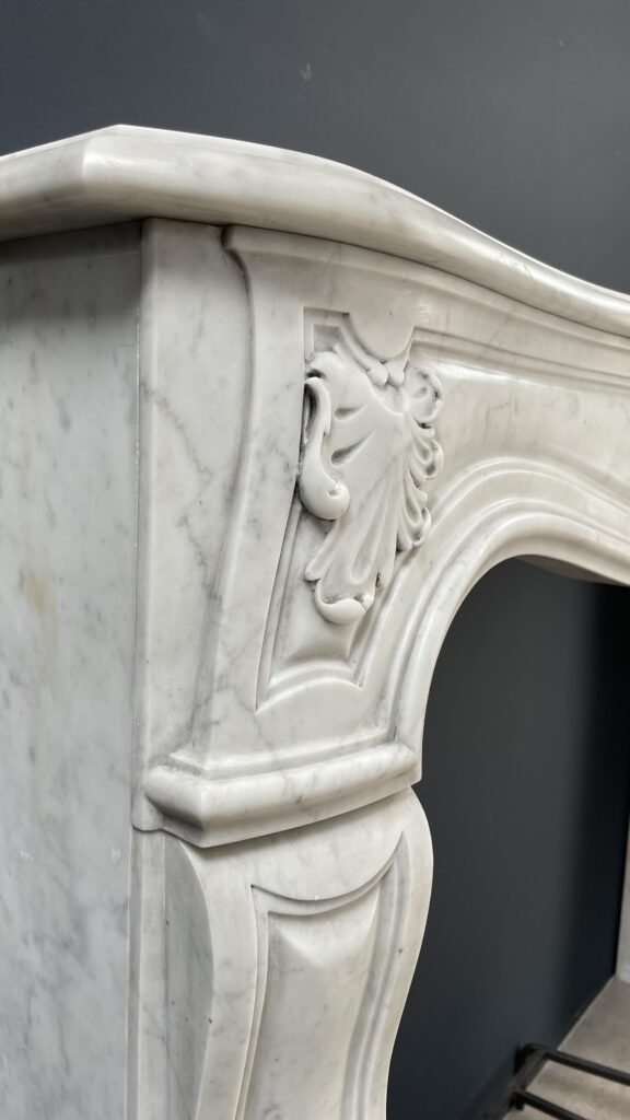 Special French Antique Carrara Marble Front Fireplace