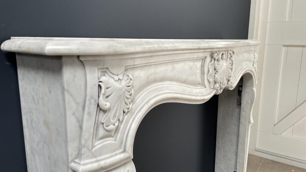 Special French Antique Carrara Marble Front Fireplace