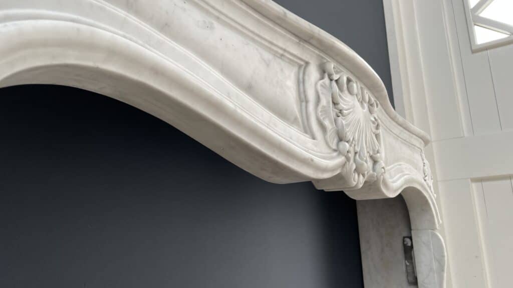 Special French Antique Carrara Marble Front Fireplace