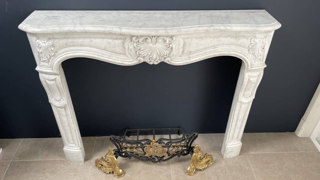 Special French Antique Carrara Marble Front Fireplace