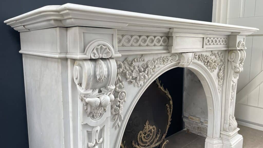 Bijzonder Luxe Franse Antieke Omloop Schouw Carrara Marmer
