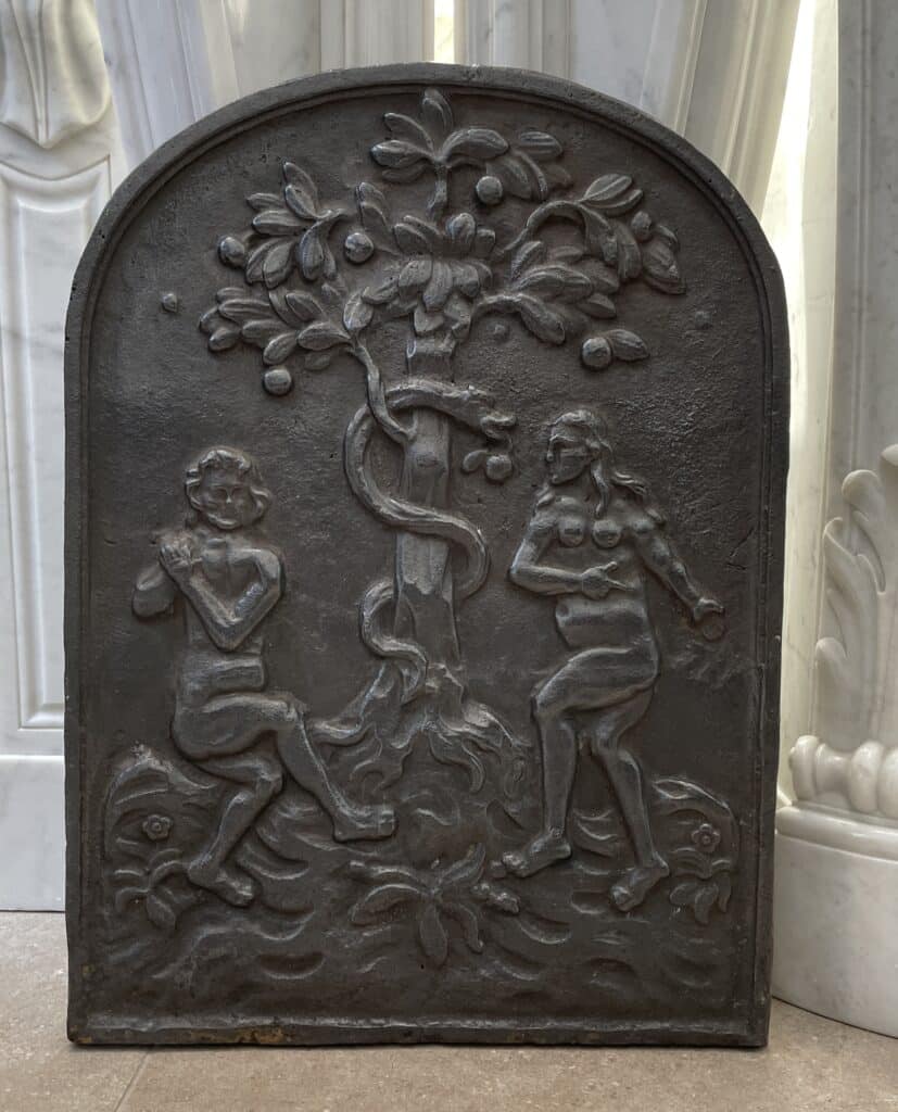 Gietijzeren Antieke Haardplaat Adam and Eve