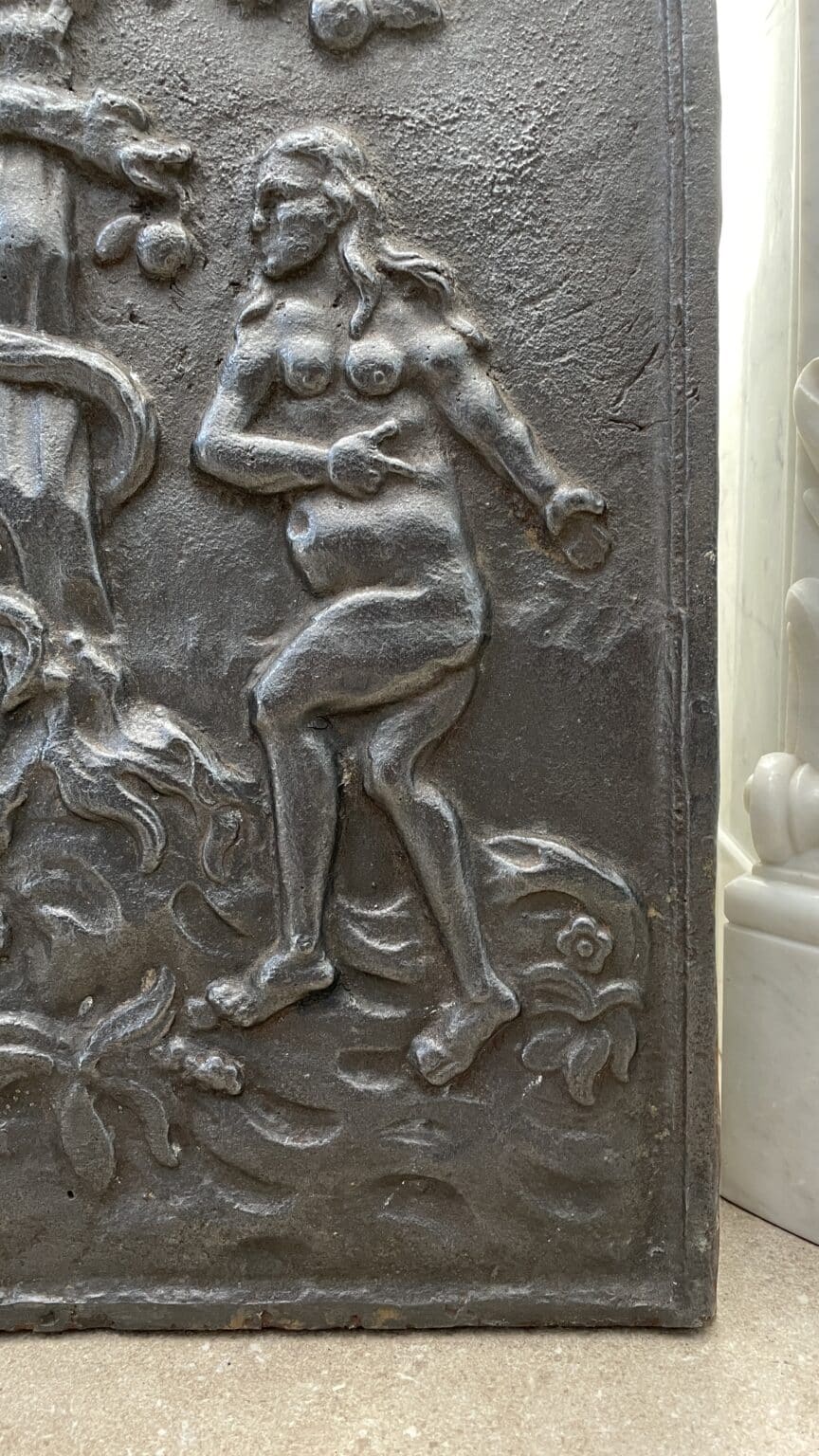 Cast-Iron Antique Fireback, Adam and Eve — detail 2