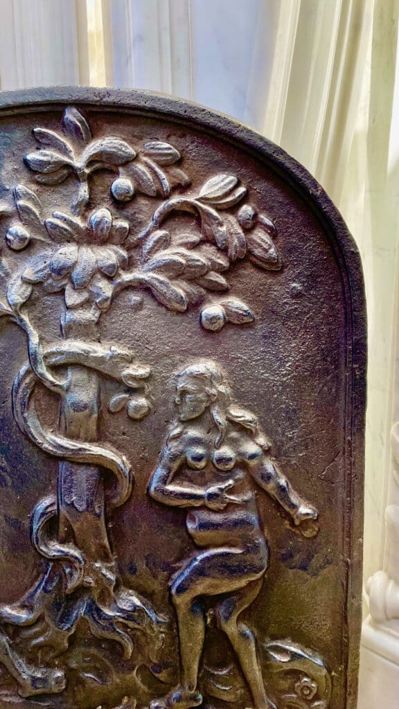 Cast-Iron Antique Fireback, Adam and Eve
