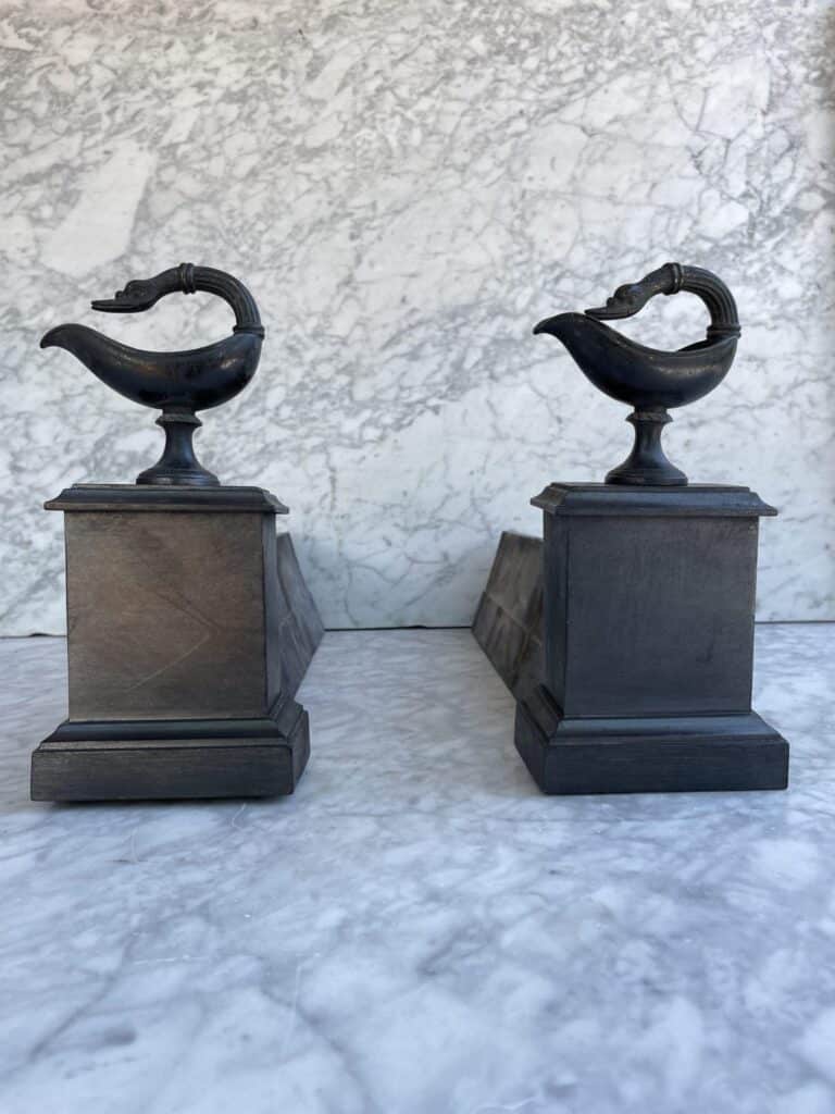 Elegant Set of Cast-Iron Antique Andirons