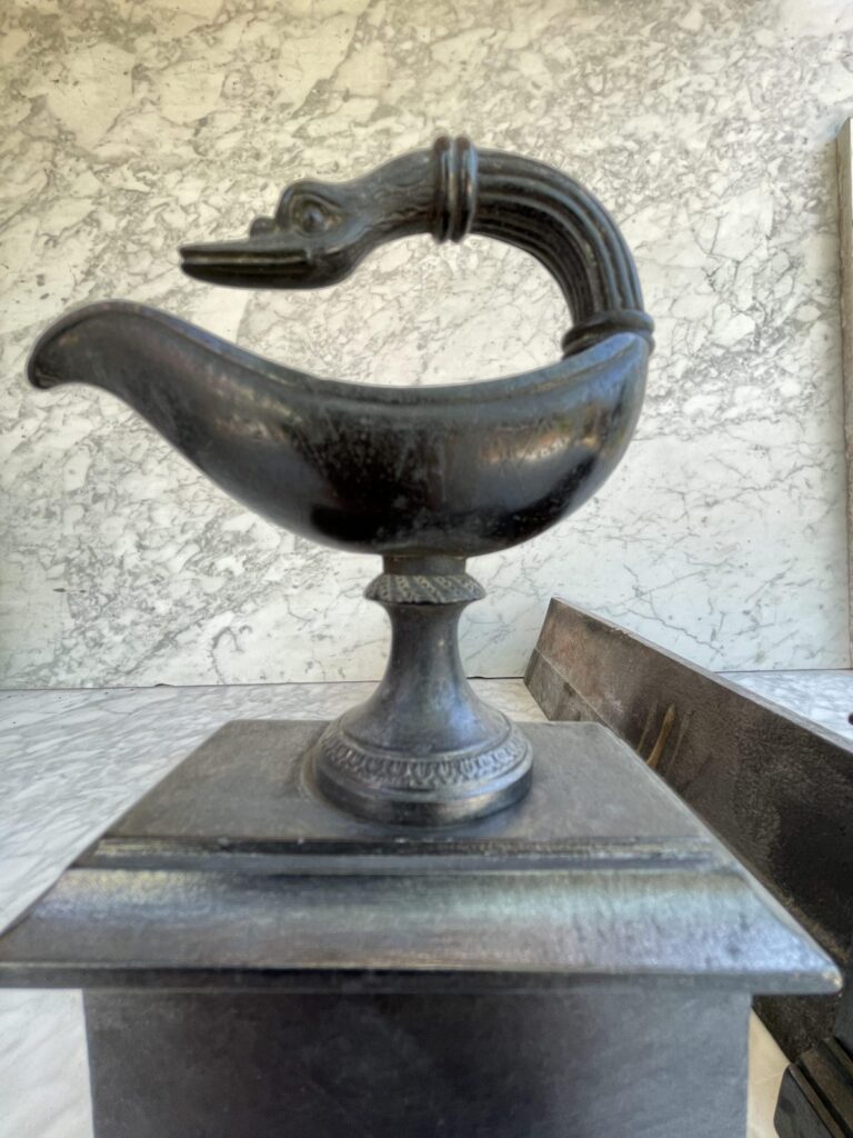Elegant Set of Cast-Iron Antique Andirons — detail 2