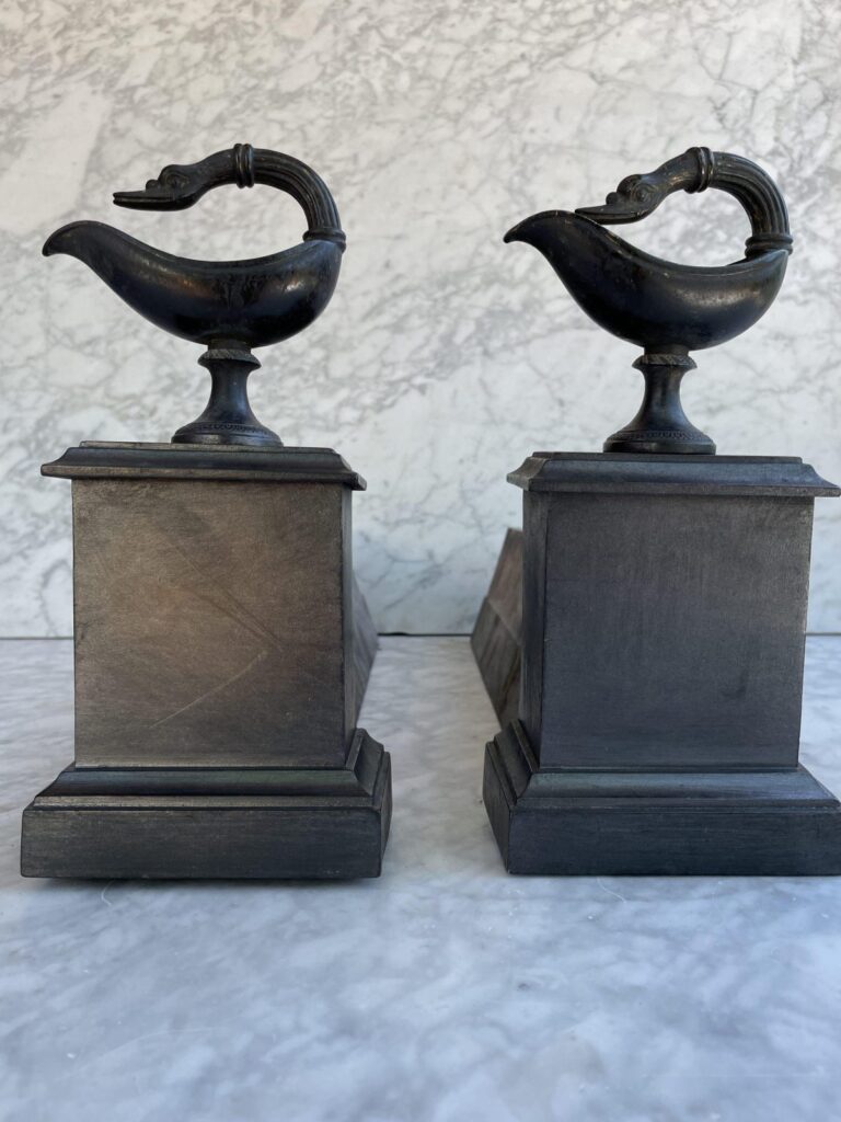 Elegant Set of Cast-Iron Antique Andirons