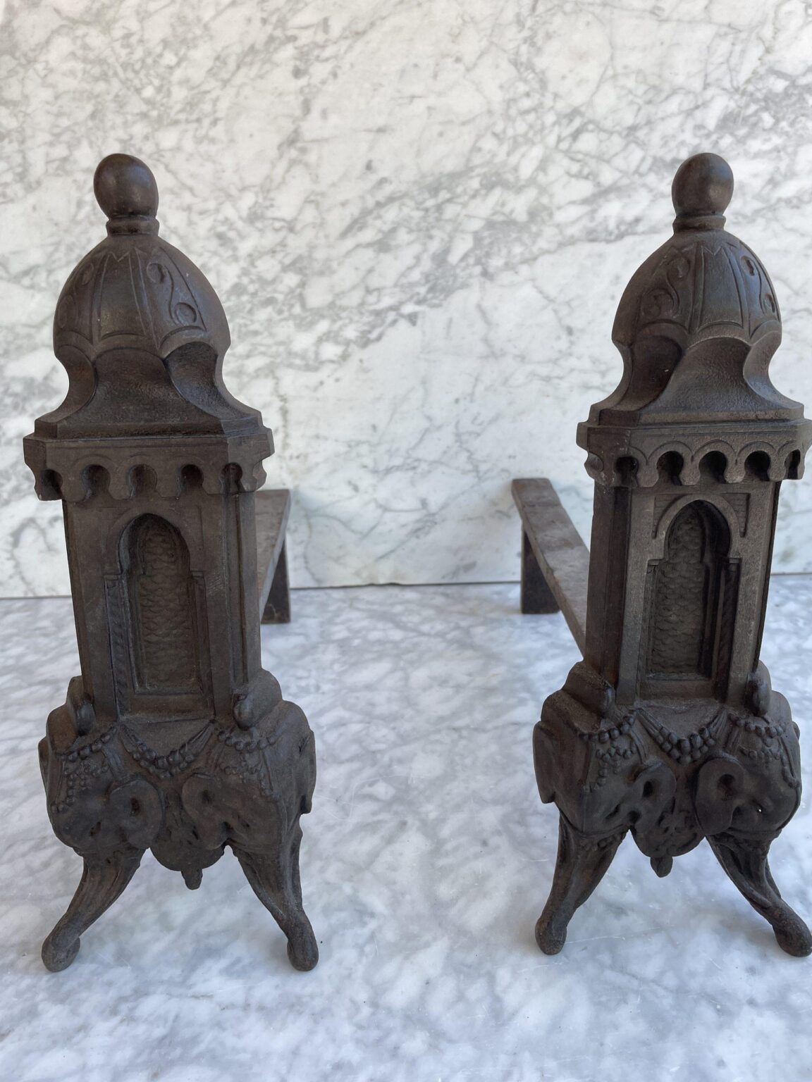 Cast-Iron Antique Andirons — detail 1