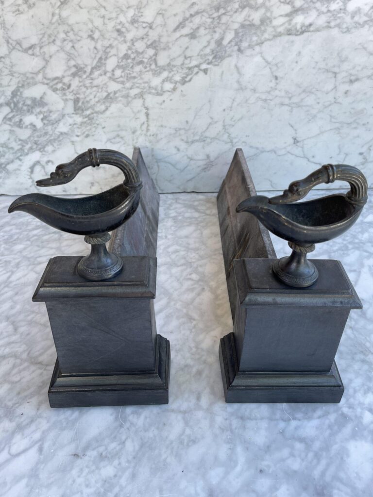 Elegant Set of Cast-Iron Antique Andirons