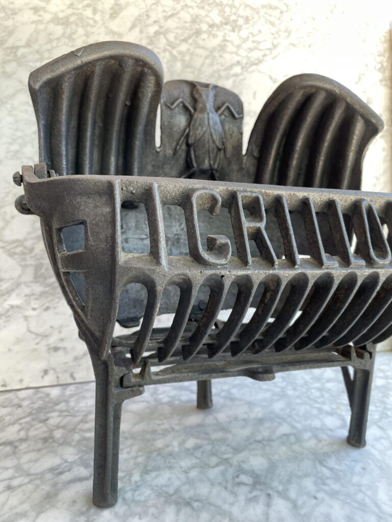 Antique French Cast-Iron Fire Basket — detail 2