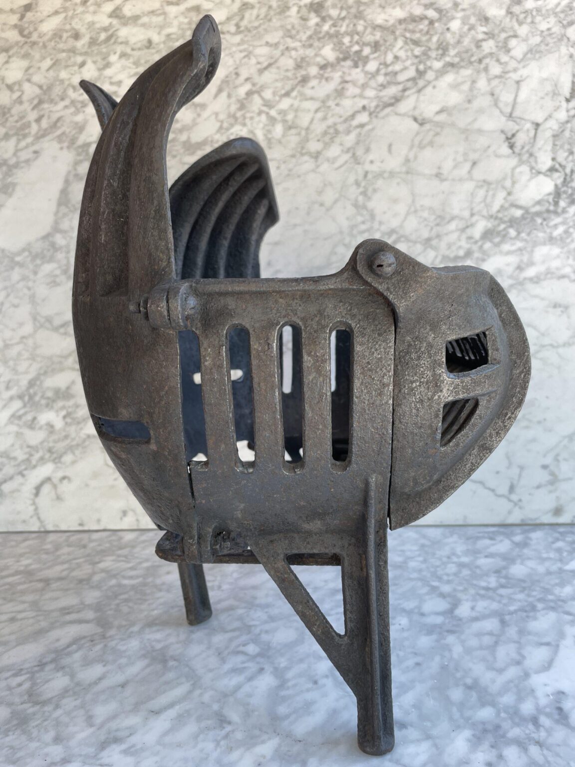 Antique French Cast-Iron Fire Basket — detail 1