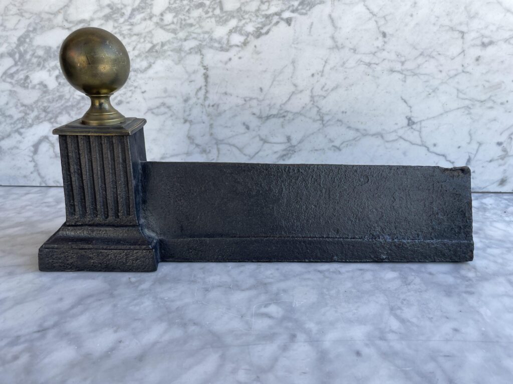 Set of Antique Andirons in Cast Iron and Brass