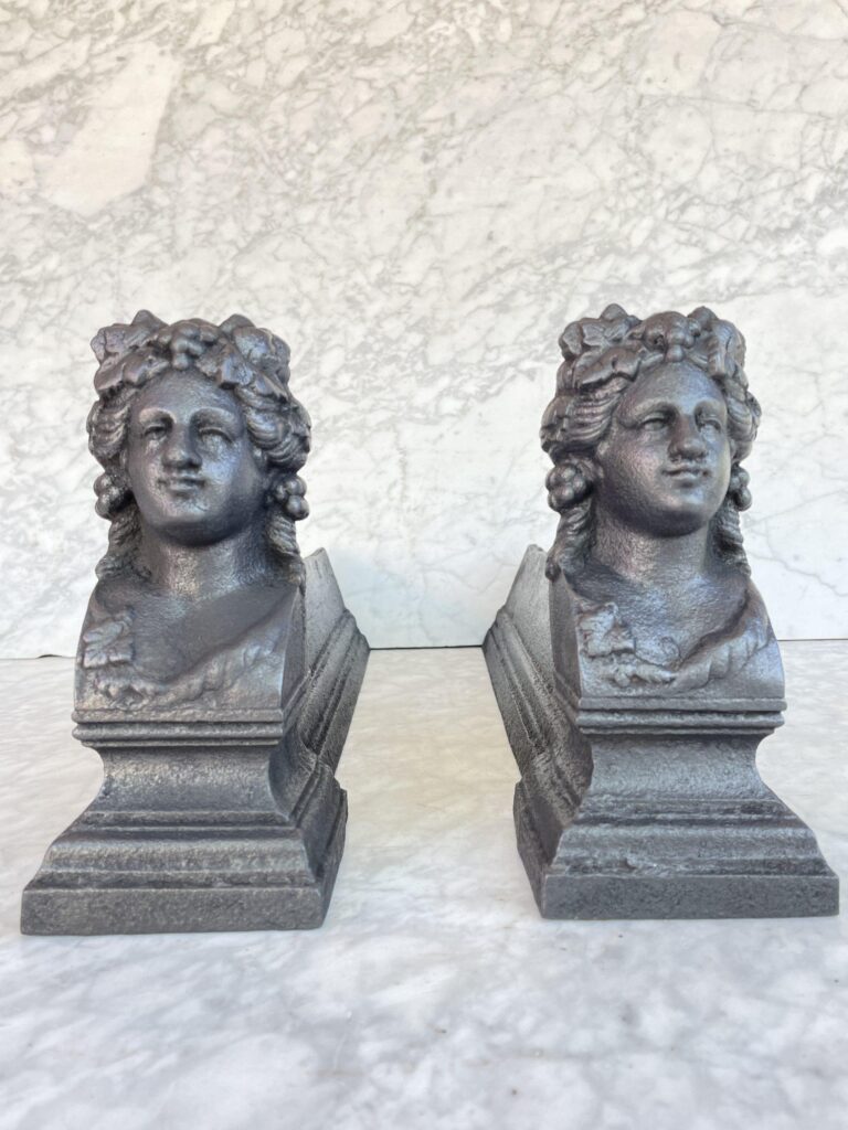 Set of Cast-Iron Antique Andirons