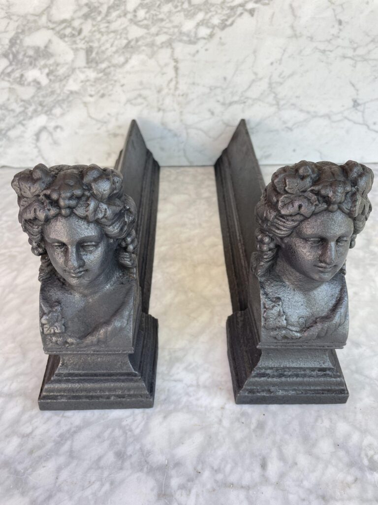 Set of Cast-Iron Antique Andirons — detail 1