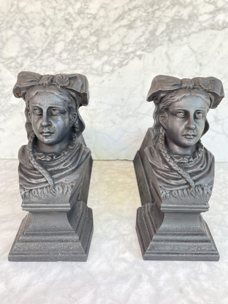 Set of Cast-Iron Antique Andirons