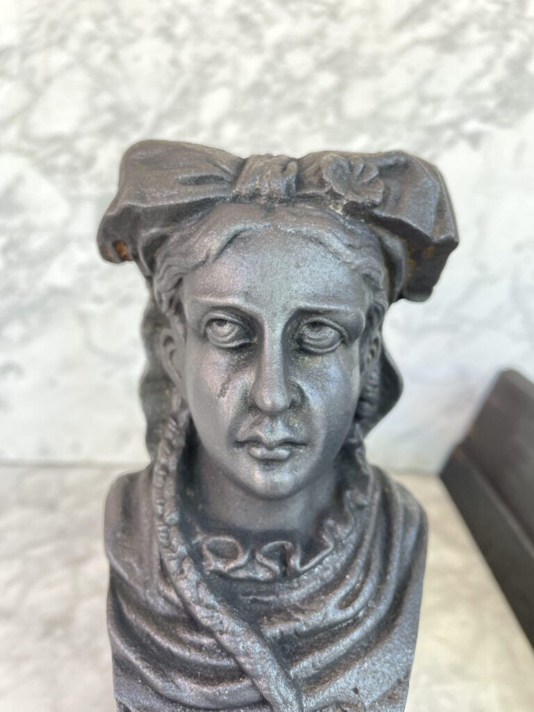 Set of Cast-Iron Antique Andirons — detail 1